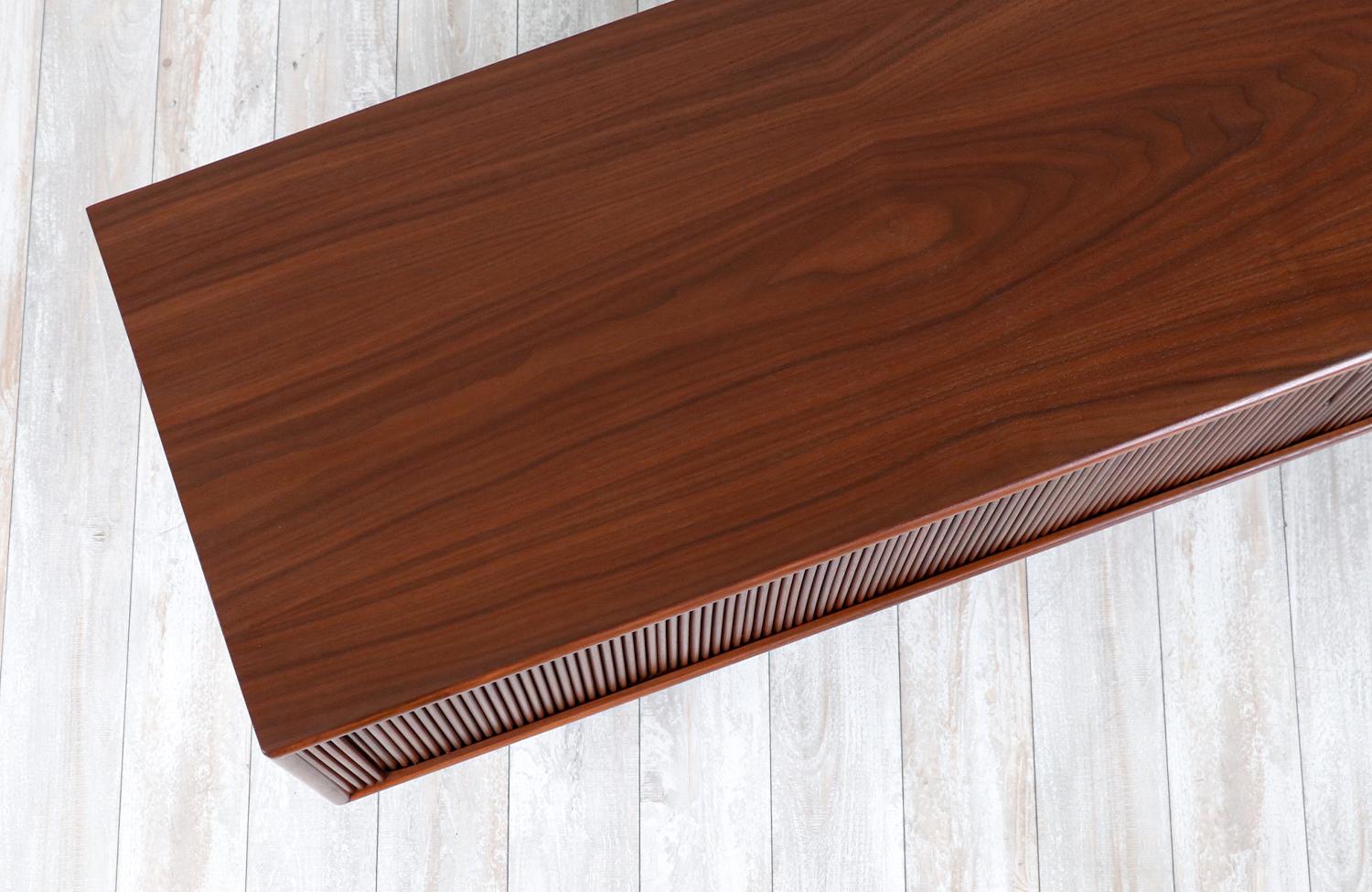 Mid-20th Century Mid-Century Modern Low-Profile Tambour-Door Credenza