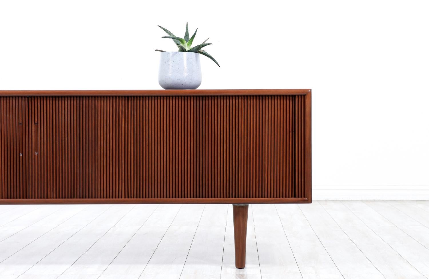 Mid-Century Modern Low-Profile Tambour-Door Credenza 1