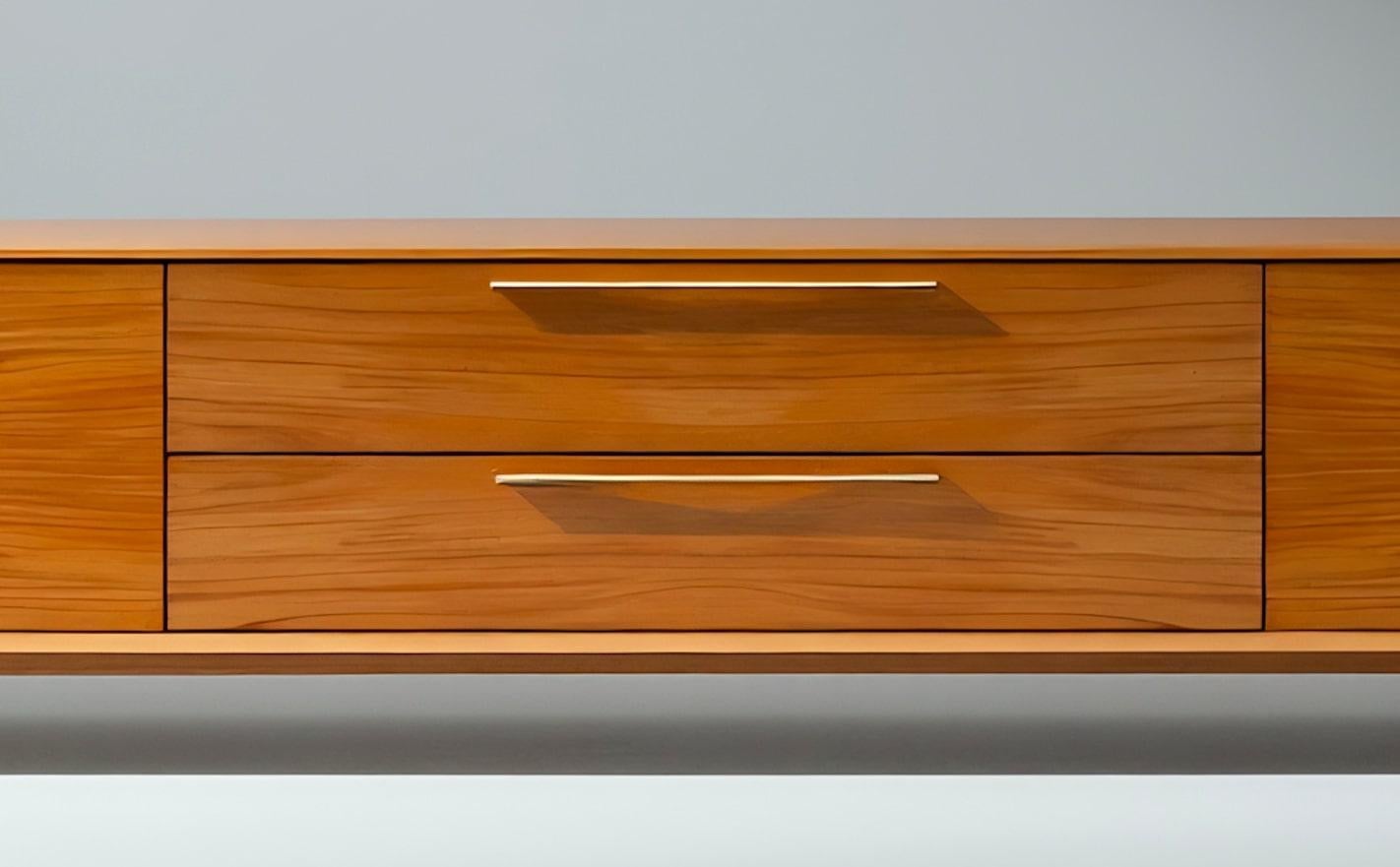 Indiano Credenza in legno di teak a basso profilo di ispirazione moderna del Mid Century di Artisanal in vendita
