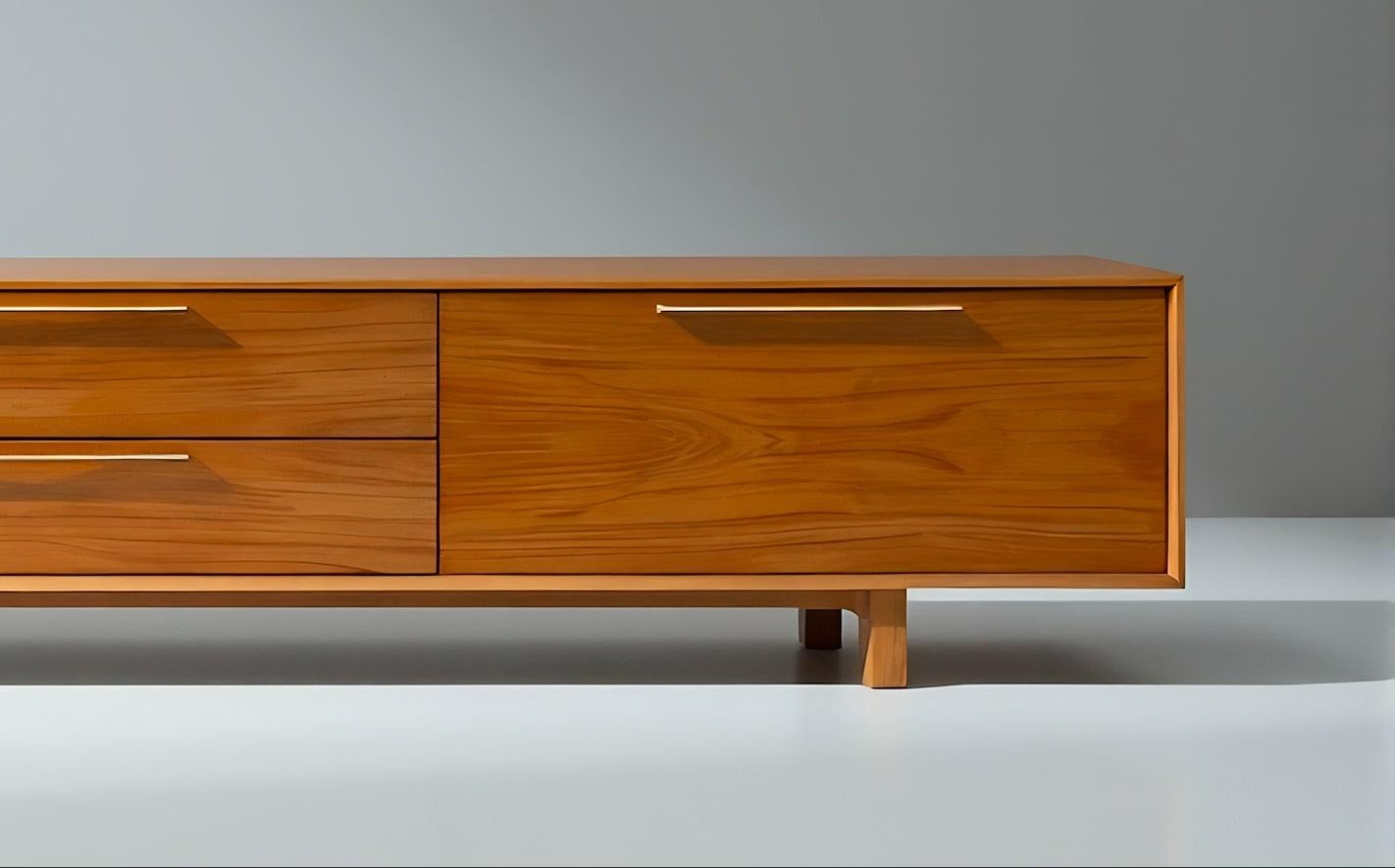 Credenza in legno di teak a basso profilo di ispirazione moderna del Mid Century di Artisanal In condizioni Nuovo in vendita a New York, NY