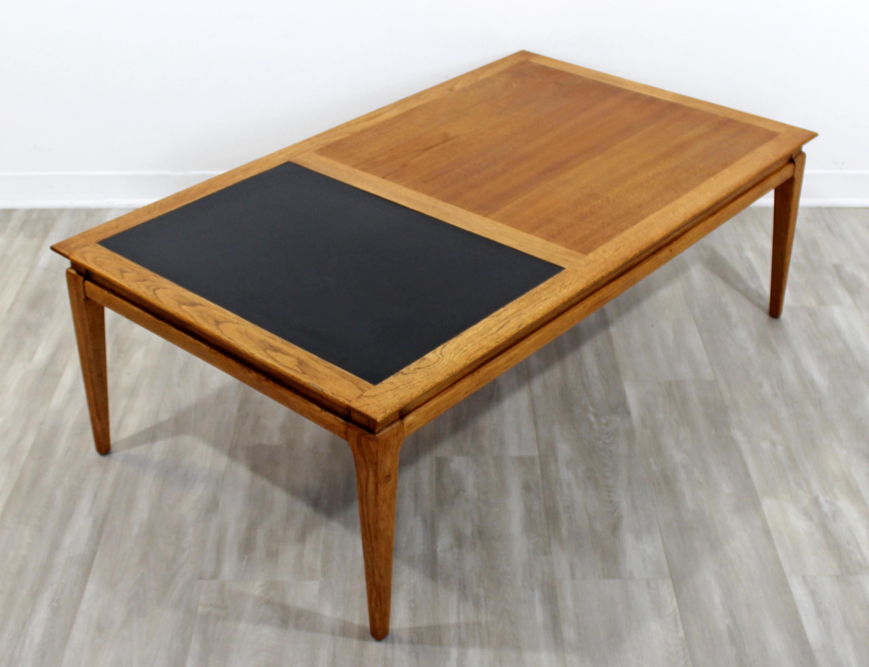 Mid-20th Century Mid-Century Modern Low Rectangular Wood Coffee Table with Black Insert Danish