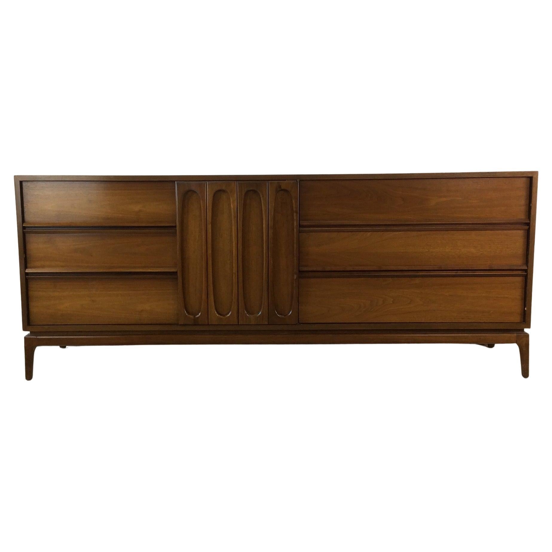 Mid Century Modern Lowboy Dresser with 9 Drawers