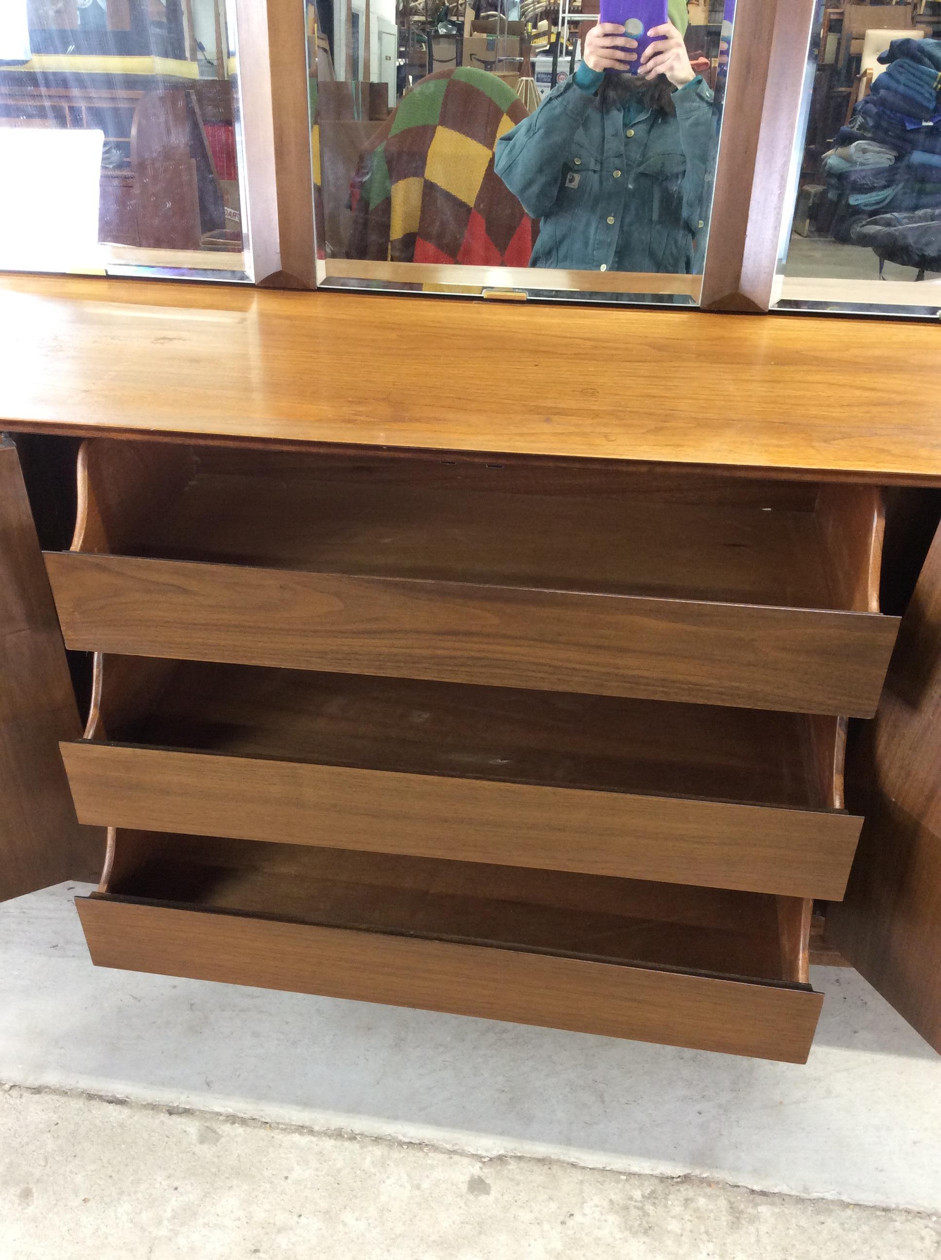 Mid Century Modern Lowboy Dresser with Mirror by American of Martinsville 8