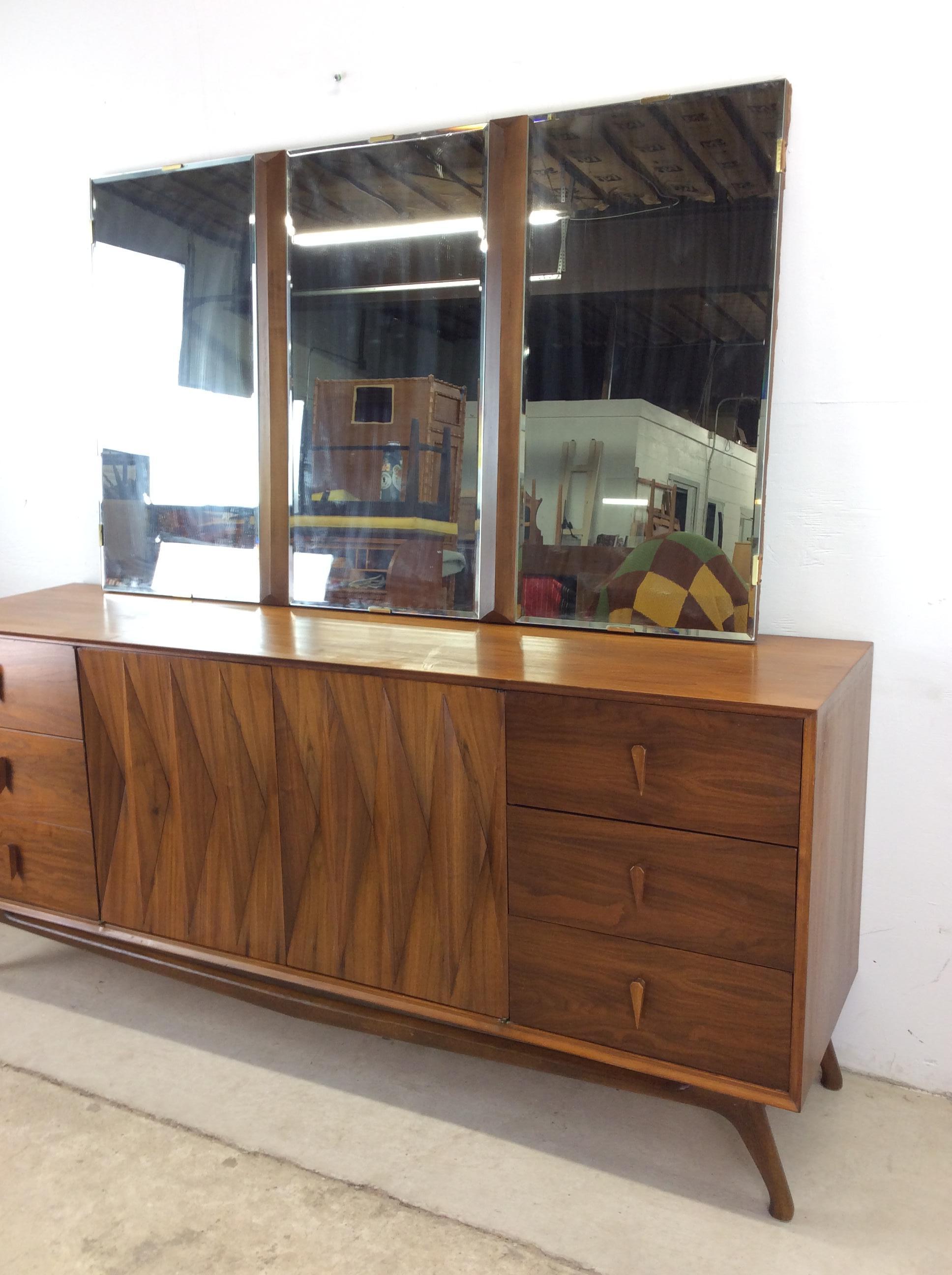 Mid-Century Modern Mid Century Modern Lowboy Dresser with Mirror by American of Martinsville