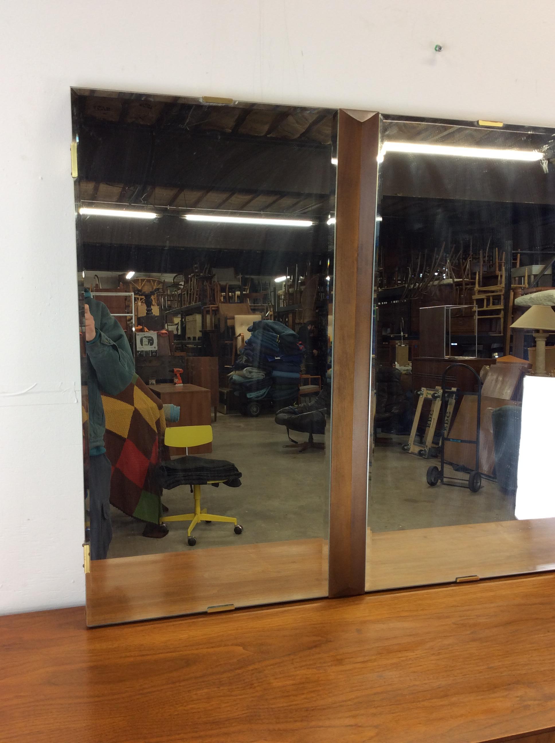 Veneer Mid Century Modern Lowboy Dresser with Mirror by American of Martinsville