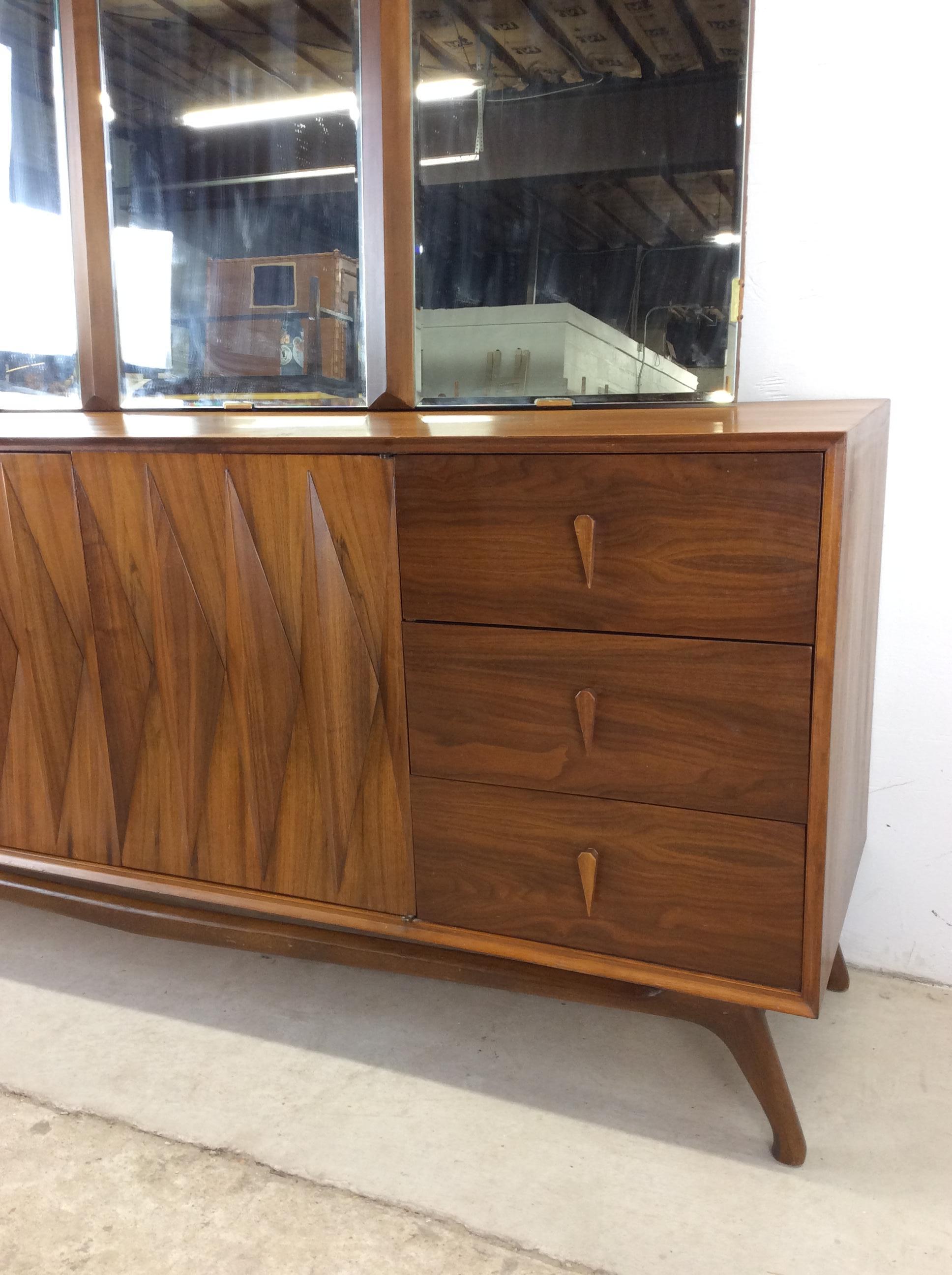 20th Century Mid Century Modern Lowboy Dresser with Mirror by American of Martinsville