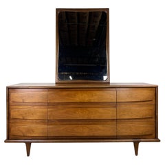 Mid Century Modern Lowboy Dresser with Mirror by American of Martinsville
