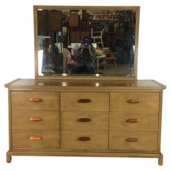 Retro Mid Century Modern Lowboy Dresser with Mirror by Drexel