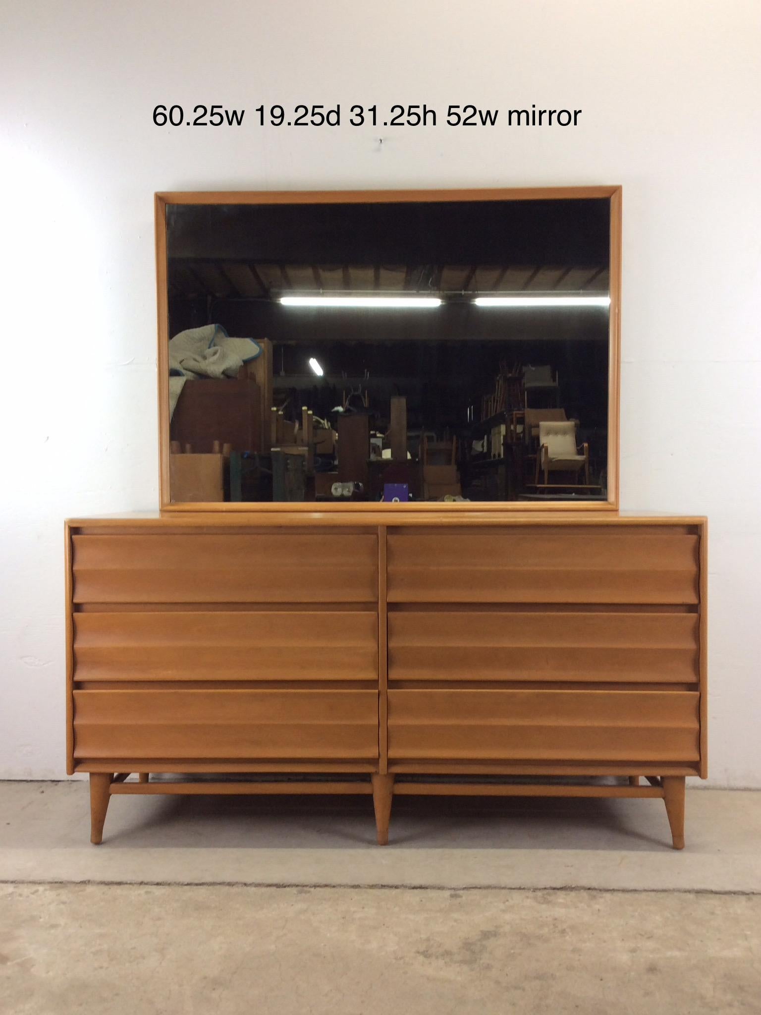 Mid Century Modern Lowboy Dresser with Mirror by Heywood Wakefield For Sale 11