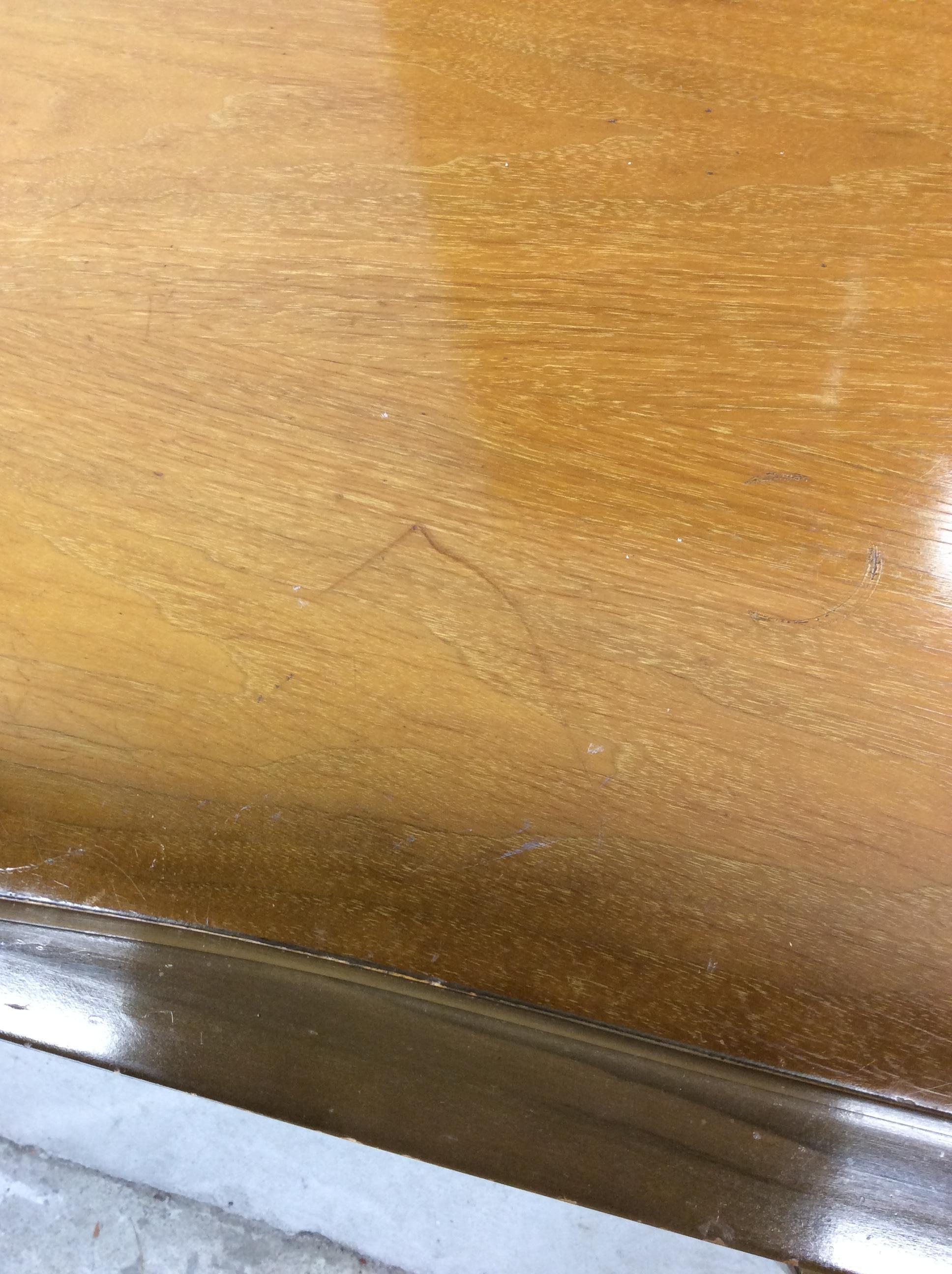 Mid Century Modern Lowboy Dresser with Mounted Mirror & Sled Legs For Sale 4