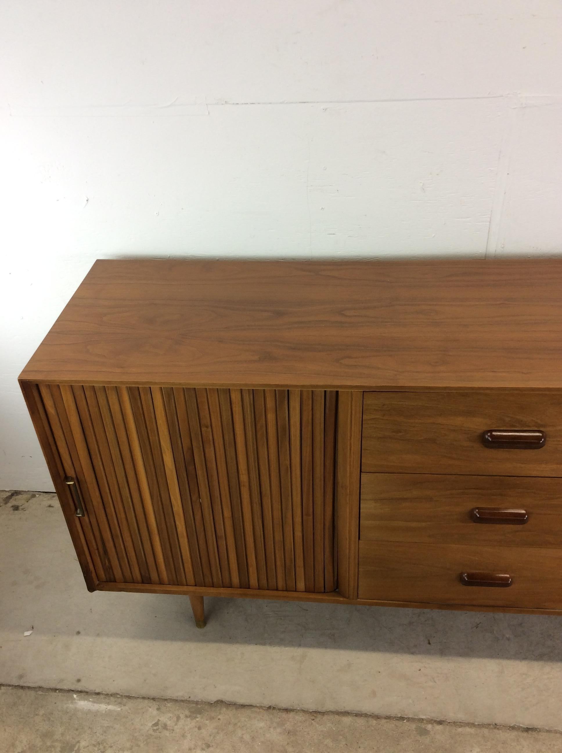 American Mid Century Modern Lowboy Dresser with Tambour Door For Sale
