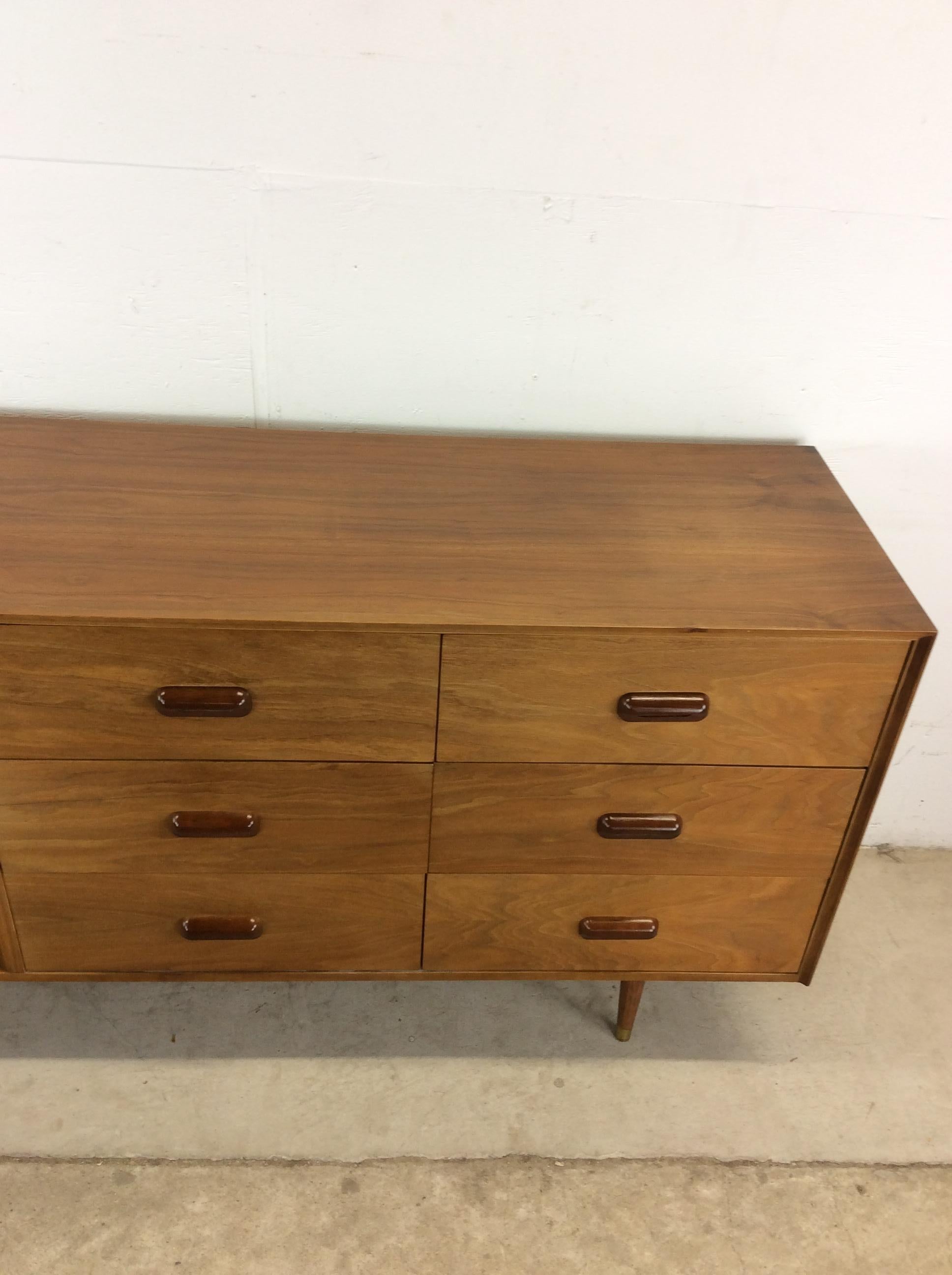 Veneer Mid Century Modern Lowboy Dresser with Tambour Door For Sale
