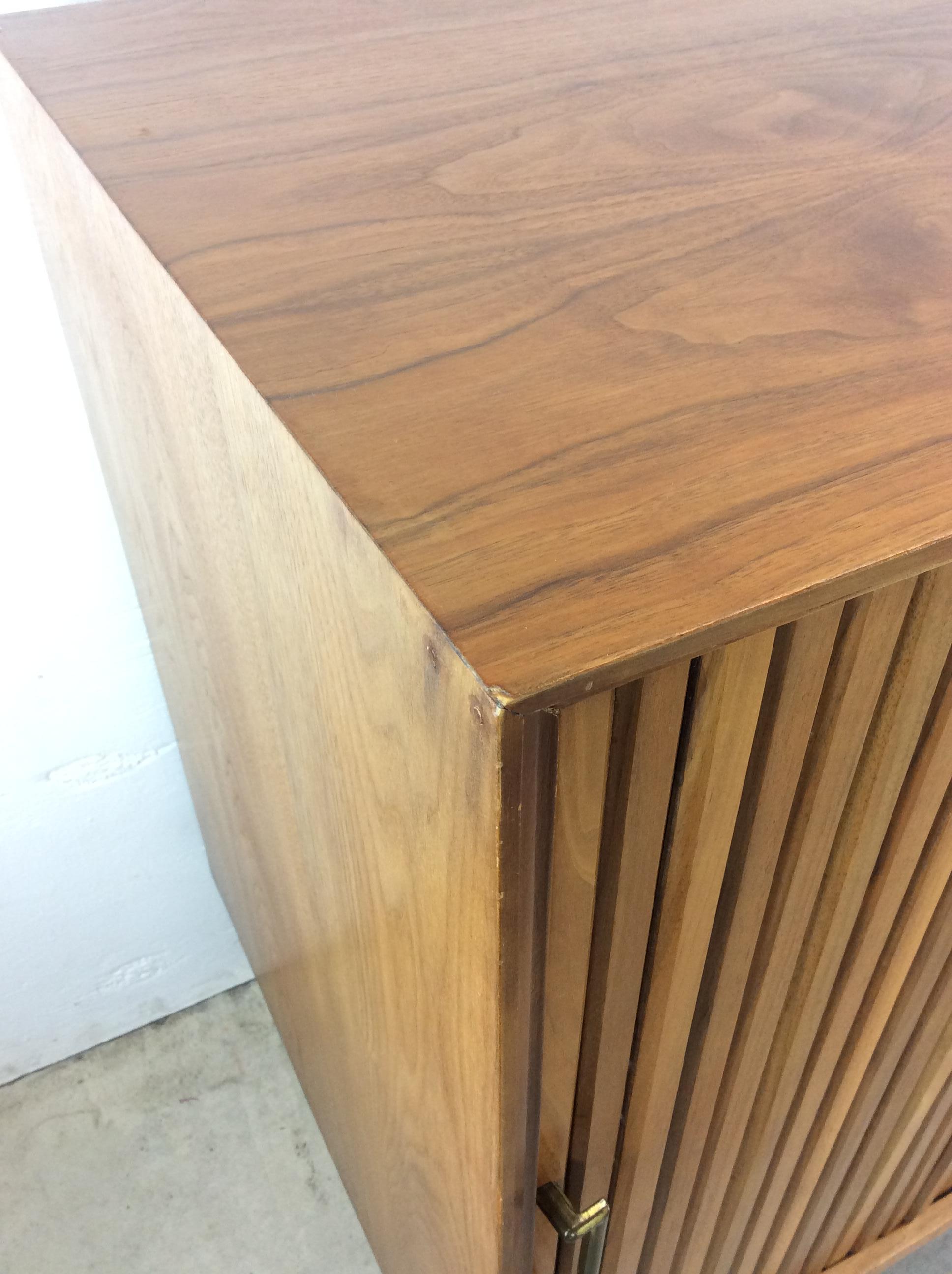 Mid Century Modern Lowboy Dresser with Tambour Door In Good Condition For Sale In Freehold, NJ