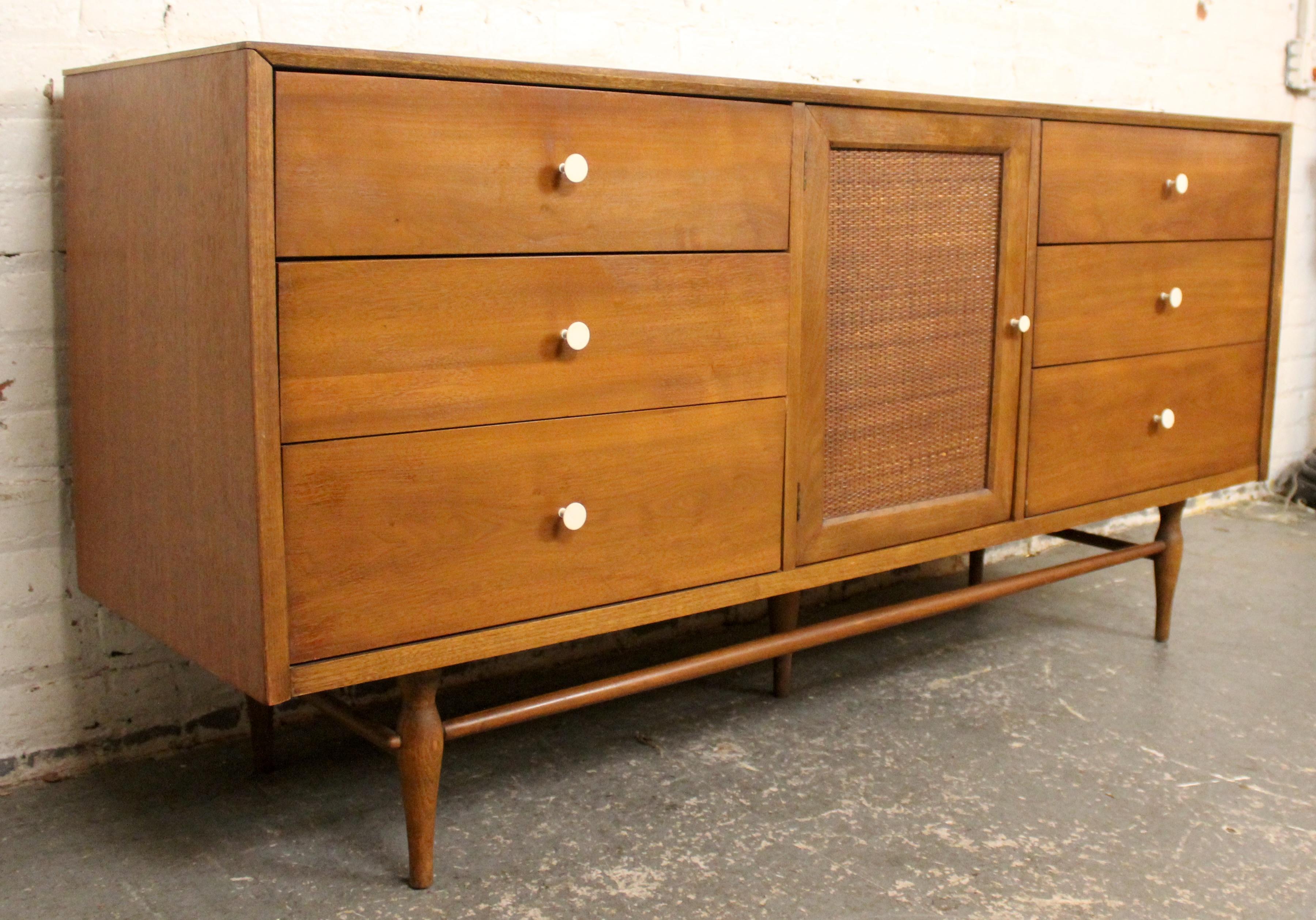 American Mid-Century Modern Lowboy Walnut Dresser by Harmony House For Sale