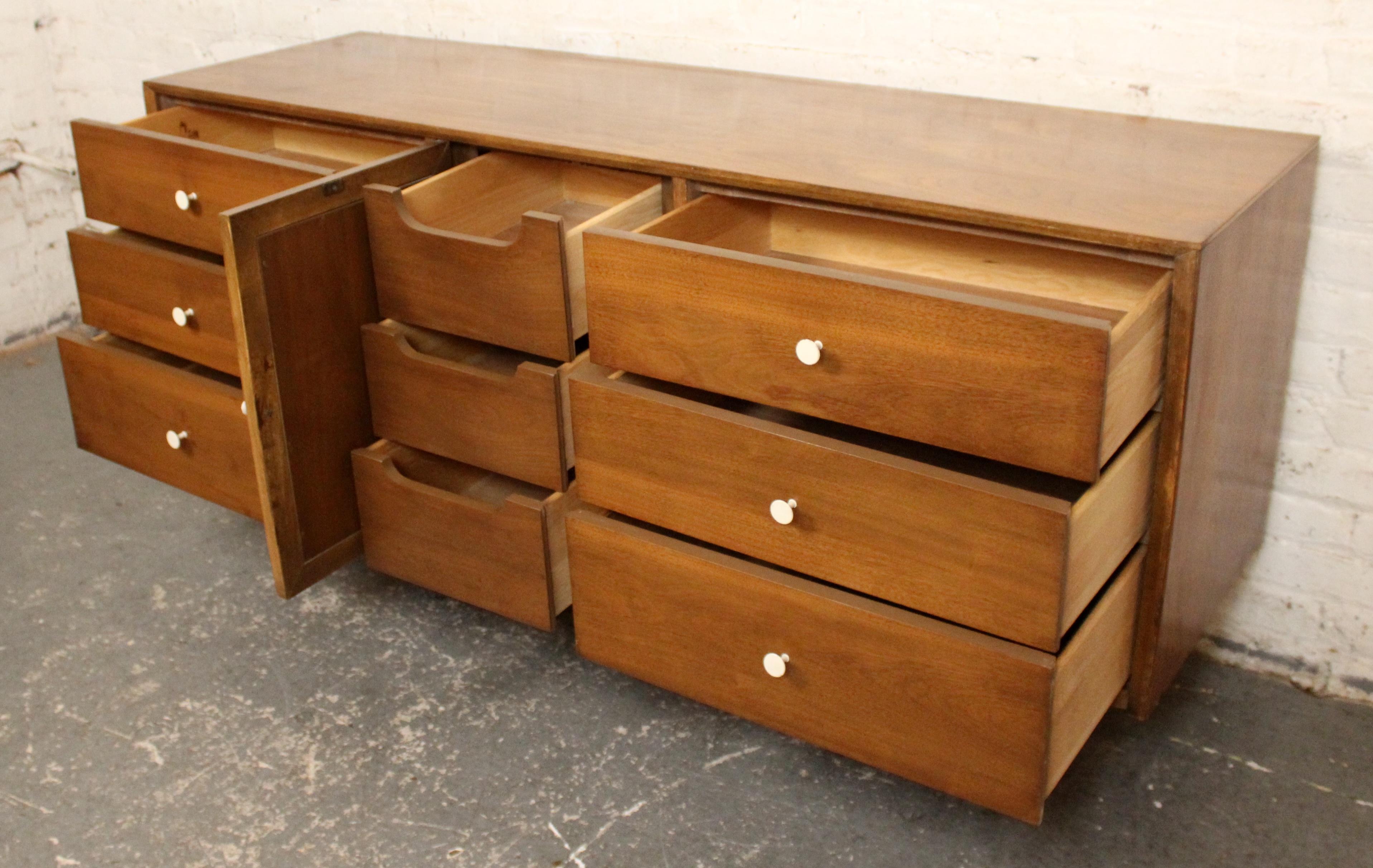 Mid-Century Modern Lowboy Walnut Dresser by Harmony House For Sale 1
