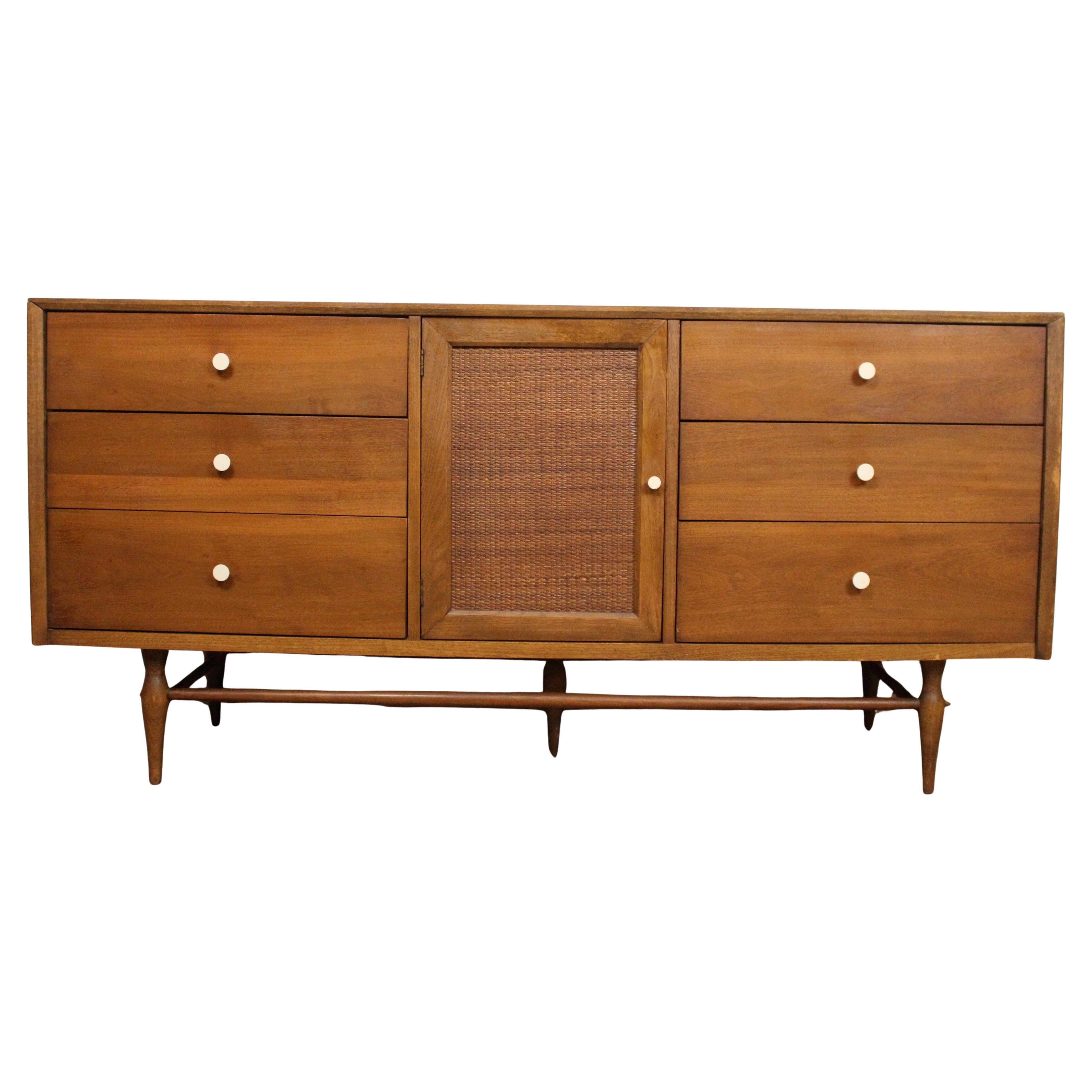 Mid-Century Modern Lowboy Walnut Dresser by Harmony House For Sale