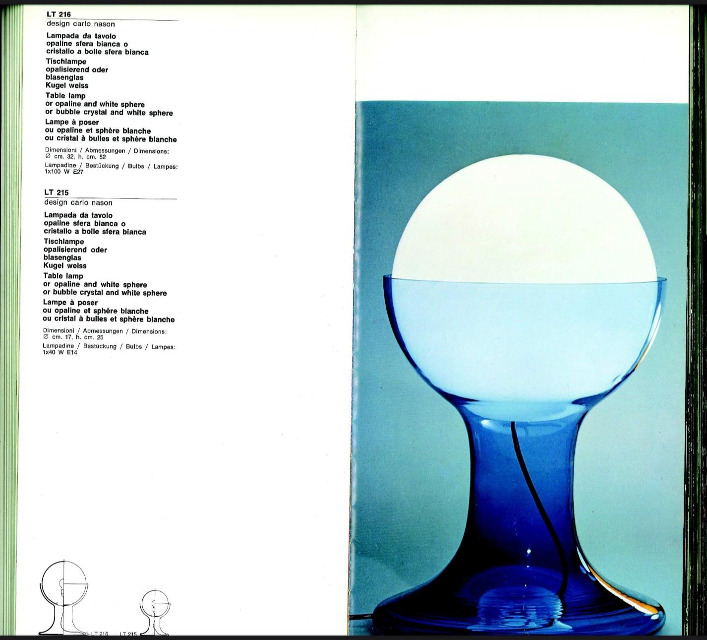 Lampada da tavolo LT216 di Carlo Nason per Mazzega, 1970, Italia in vendita 6