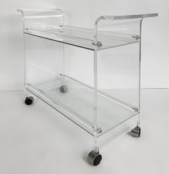 Mitte des Jahrhunderts Moderne Lucite 2-stöckige Rolling Bar / servieren Warenkorb auf Rollen