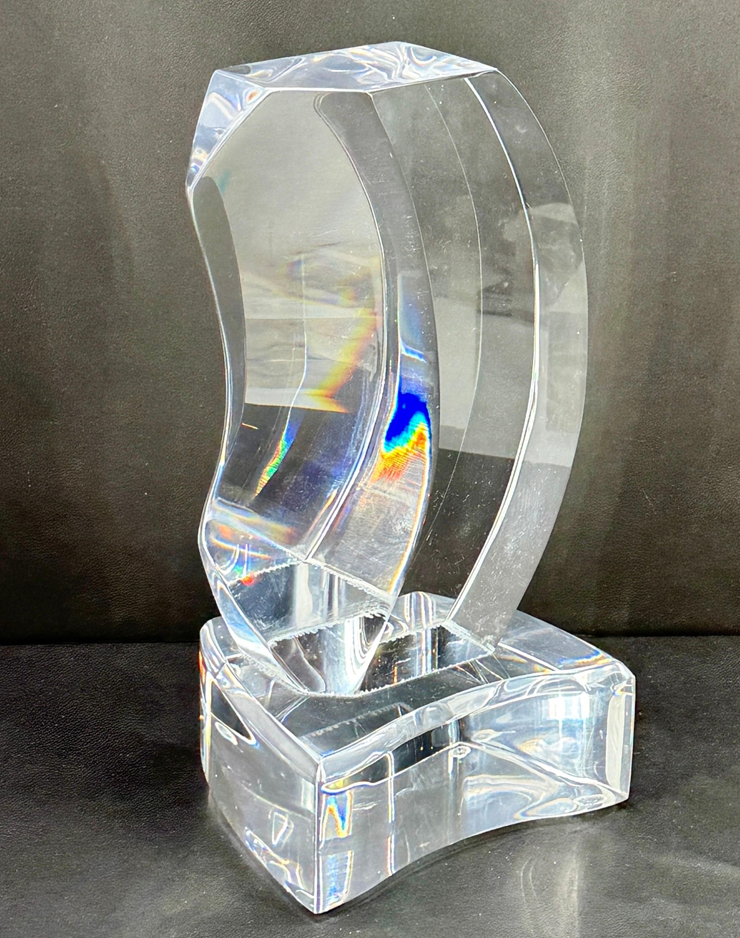 Thich Lucite Abstract Table Sculpture, MCM 1960's

The wonder of a lucite table sculpture never goes away as it seems to defy the laws of the nature, like having an ice sculpture that never melts. This one has clean modern lines and is wonderfully