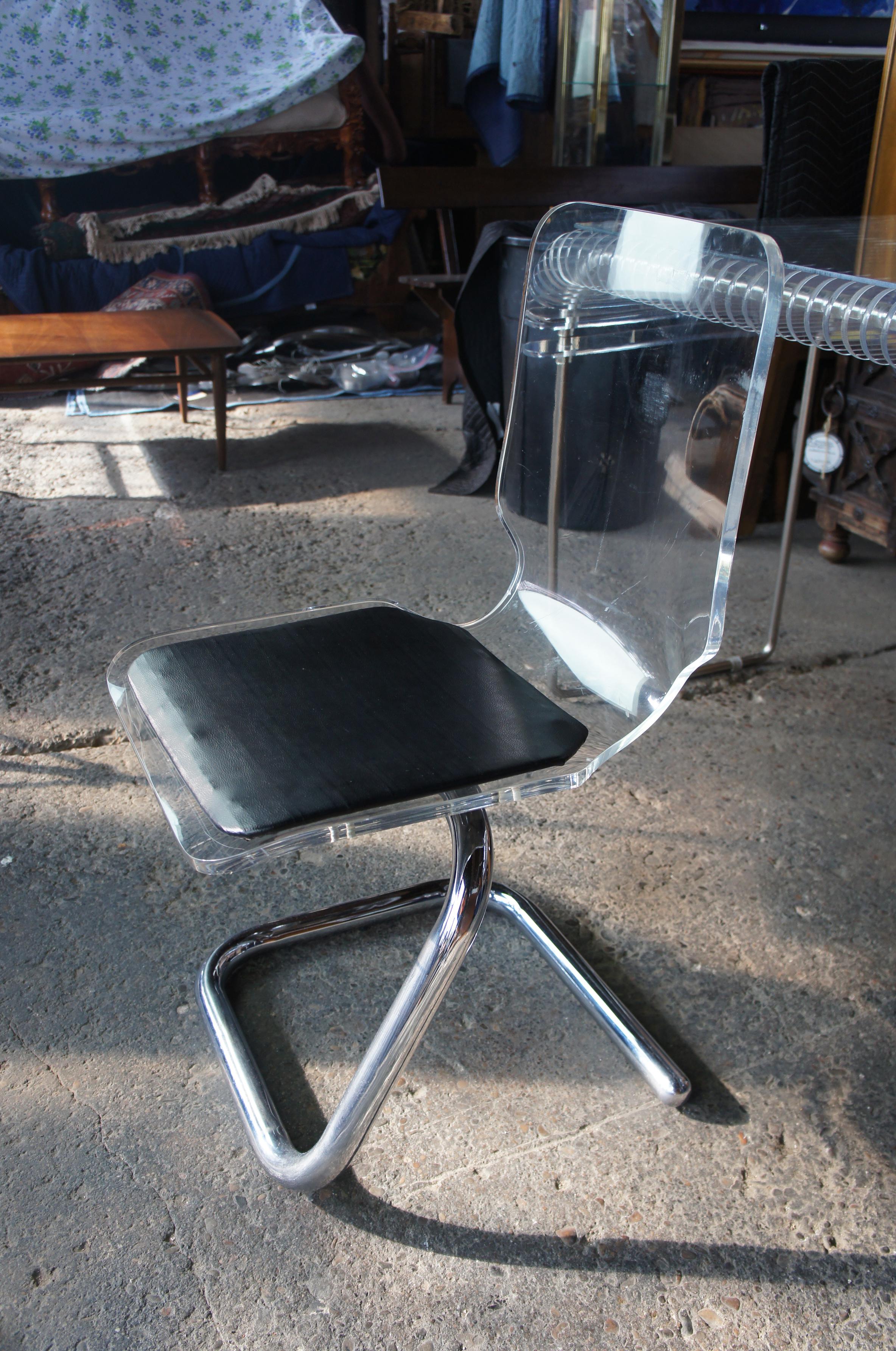 Mid-Century Modern Lucite Acrylic Blade Desk & Z-Chair MCM Sofa Table Sideboard 2