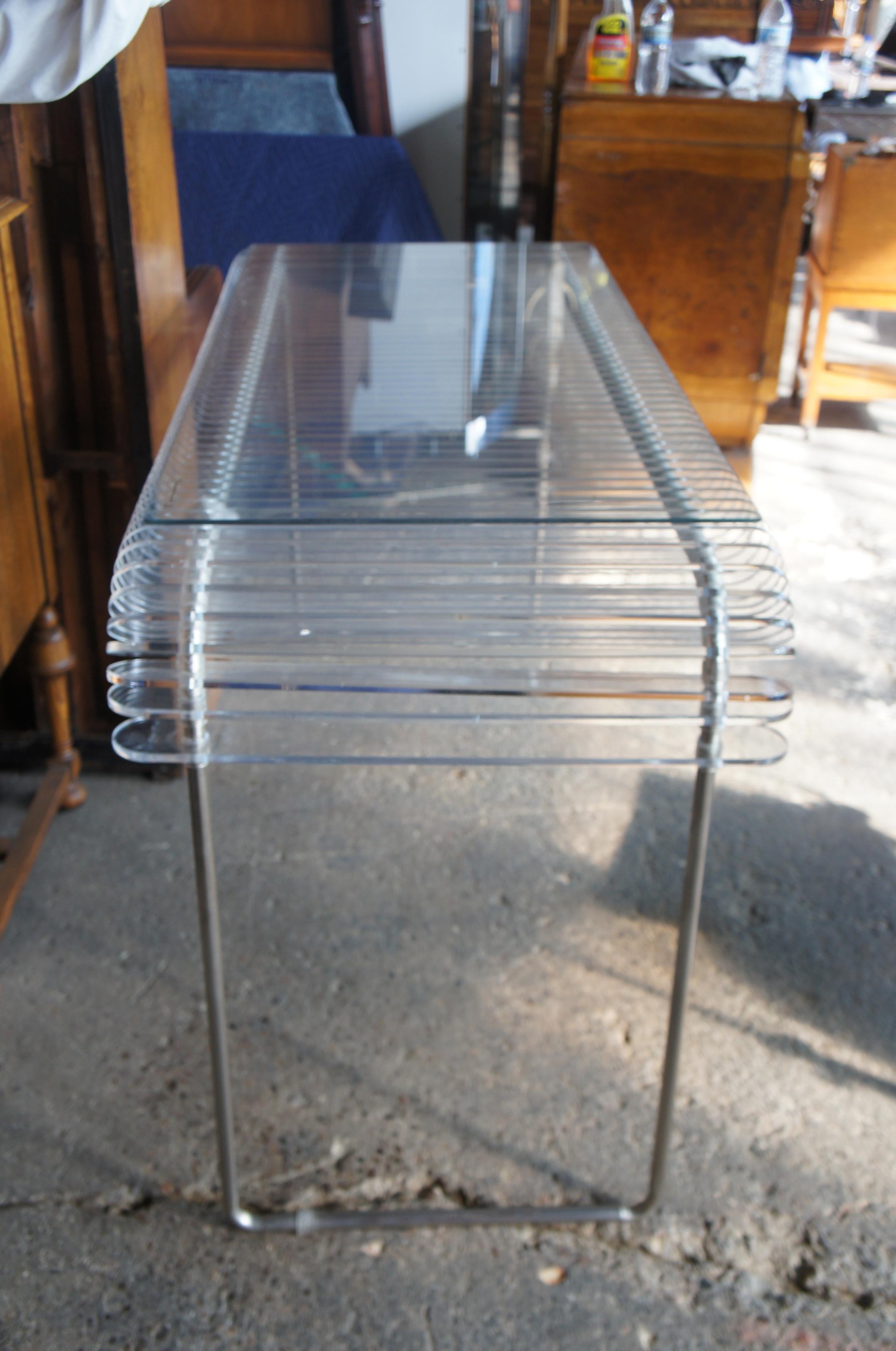 Mid-20th Century Mid-Century Modern Lucite Acrylic Blade Desk & Z-Chair MCM Sofa Table Sideboard