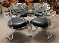 Mid-Century Modern Lucite Acrylic Dinette Set 4 Chairs Table 1970s Hollis Jones