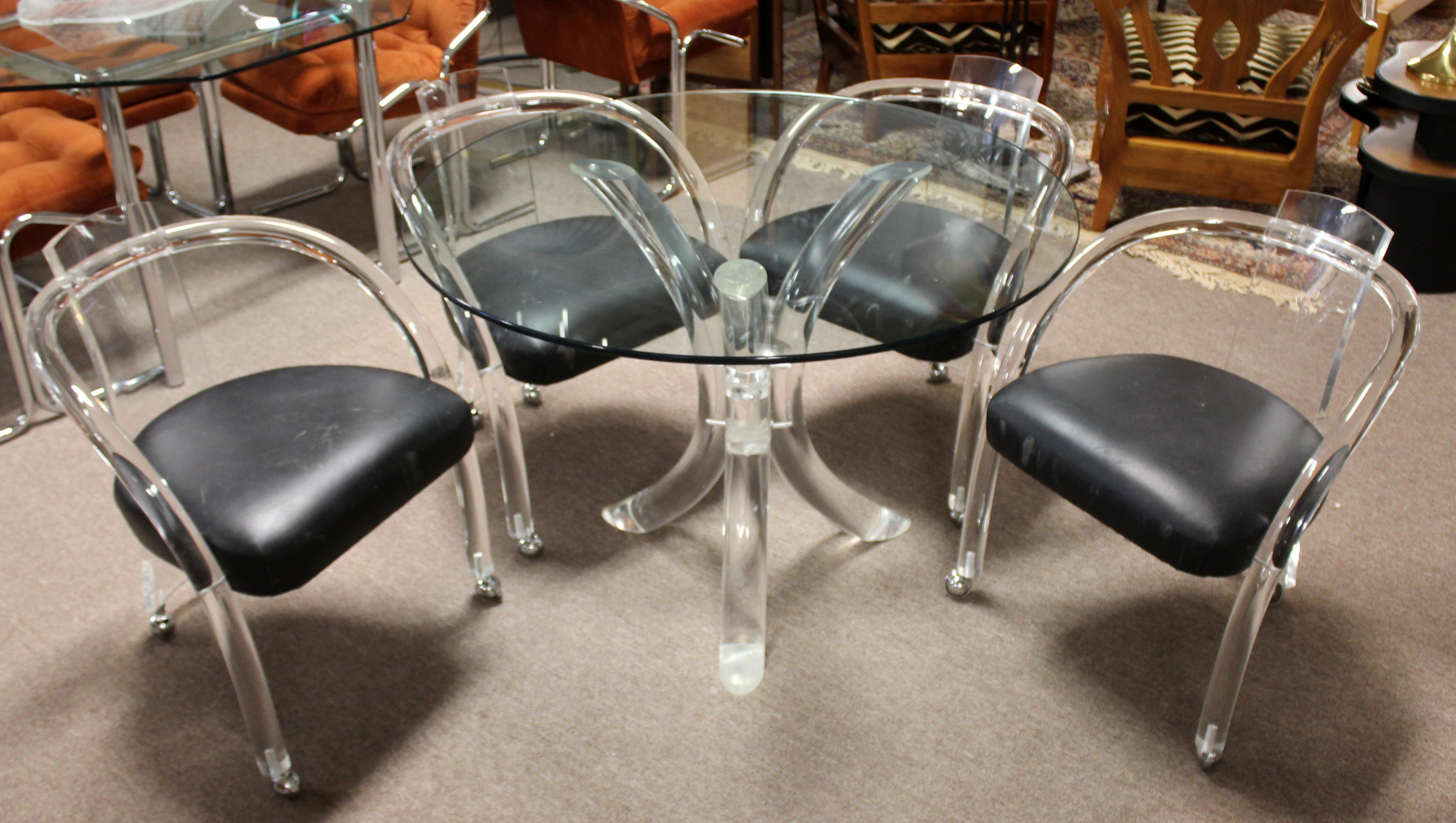 Mid-Century Modern Lucite Acrylic Dinette Set 4 Chairs Table 1970s Hollis Jones 1