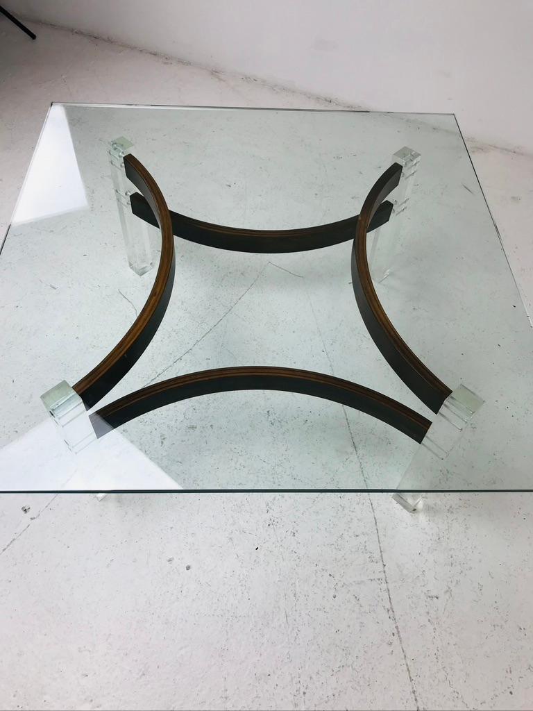 Late 20th Century Mid-Century Modern Lucite and Bentwood Cocktail Table For Sale