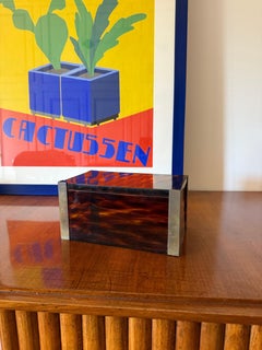 Mid-century modern lucite and brass jewelry box, Italy 1970s