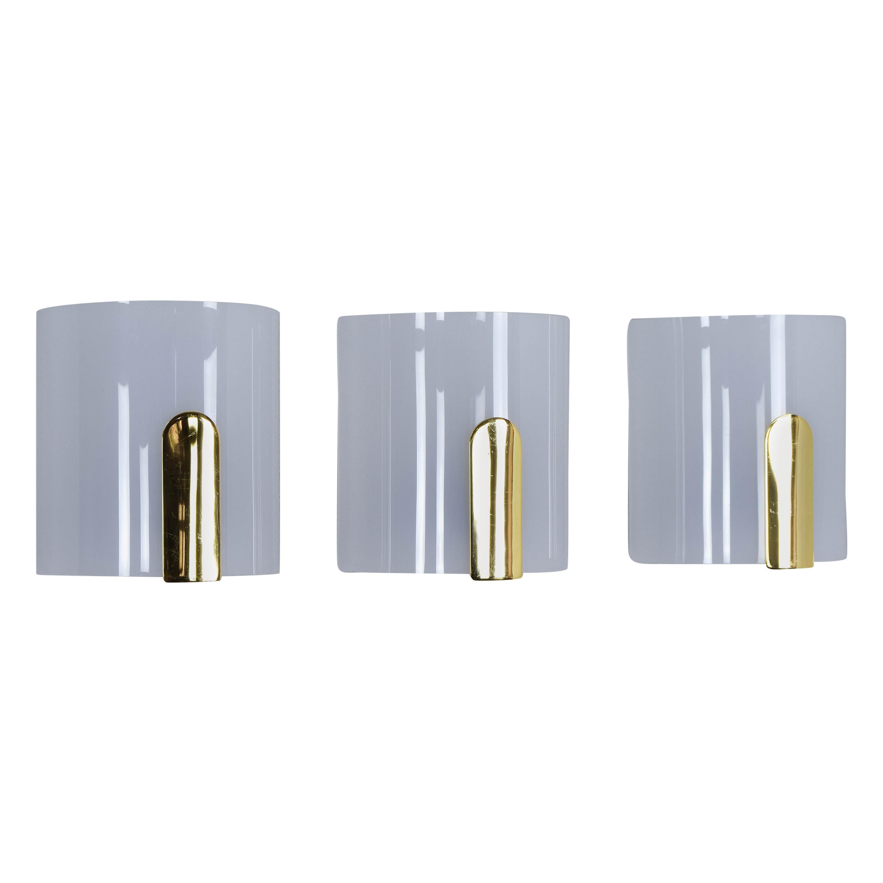 Mid-Century Modern Lucite and Brass Sconces by Metalarte, Spain, 1980 For Sale