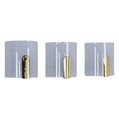 Mid-Century Modern Lucite and Brass Sconces by Metalarte, Spain, 1980