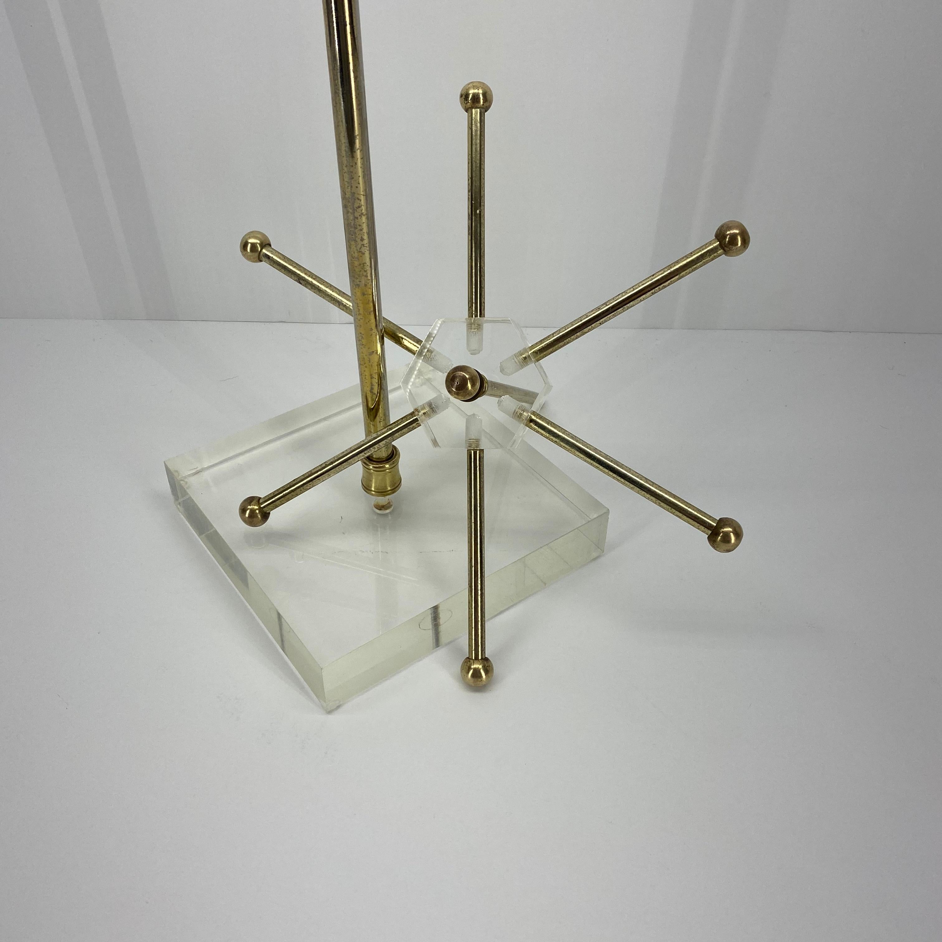 Mid-Century Modern Lucite and Brass Tie And Jewelry Stand For Sale 3