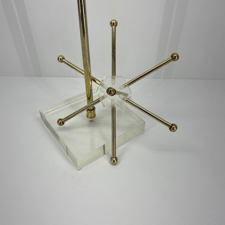 Mid-Century Modern Lucite and Brass Tie And Jewelry Stand For Sale 4
