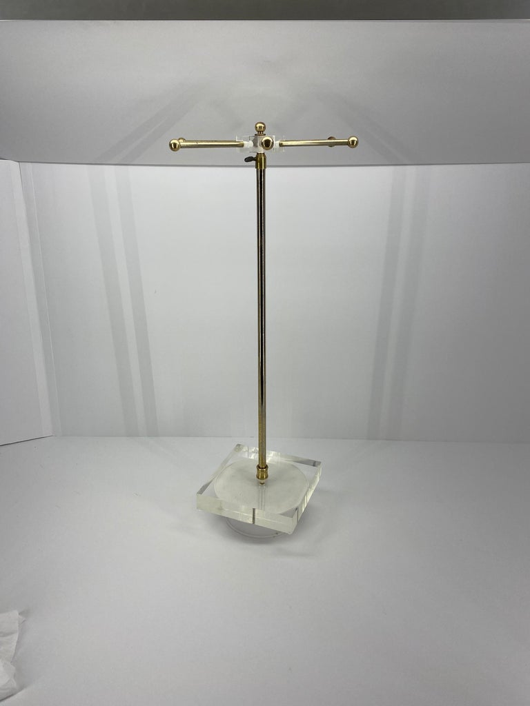 Mid-Century Modern Lucite and Brass Tie And Jewelry Stand For Sale 8