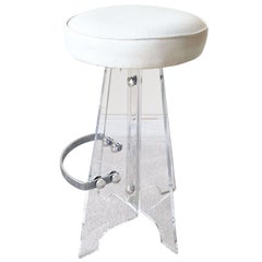 Mid-Century Modern Lucite and Chrome Bar Stool
