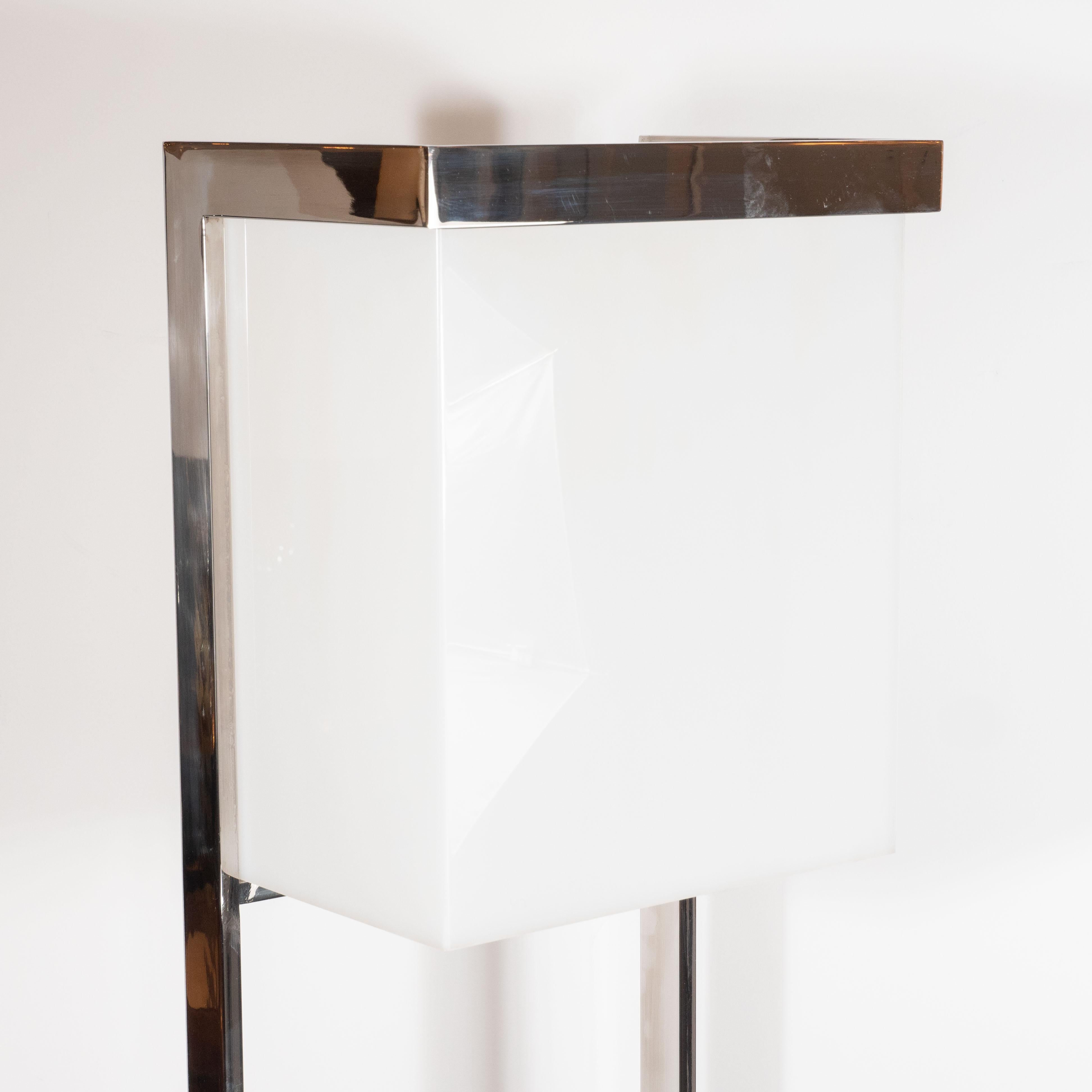 American Mid-Century Modern Lucite and Chrome Floor Lamp For Sale