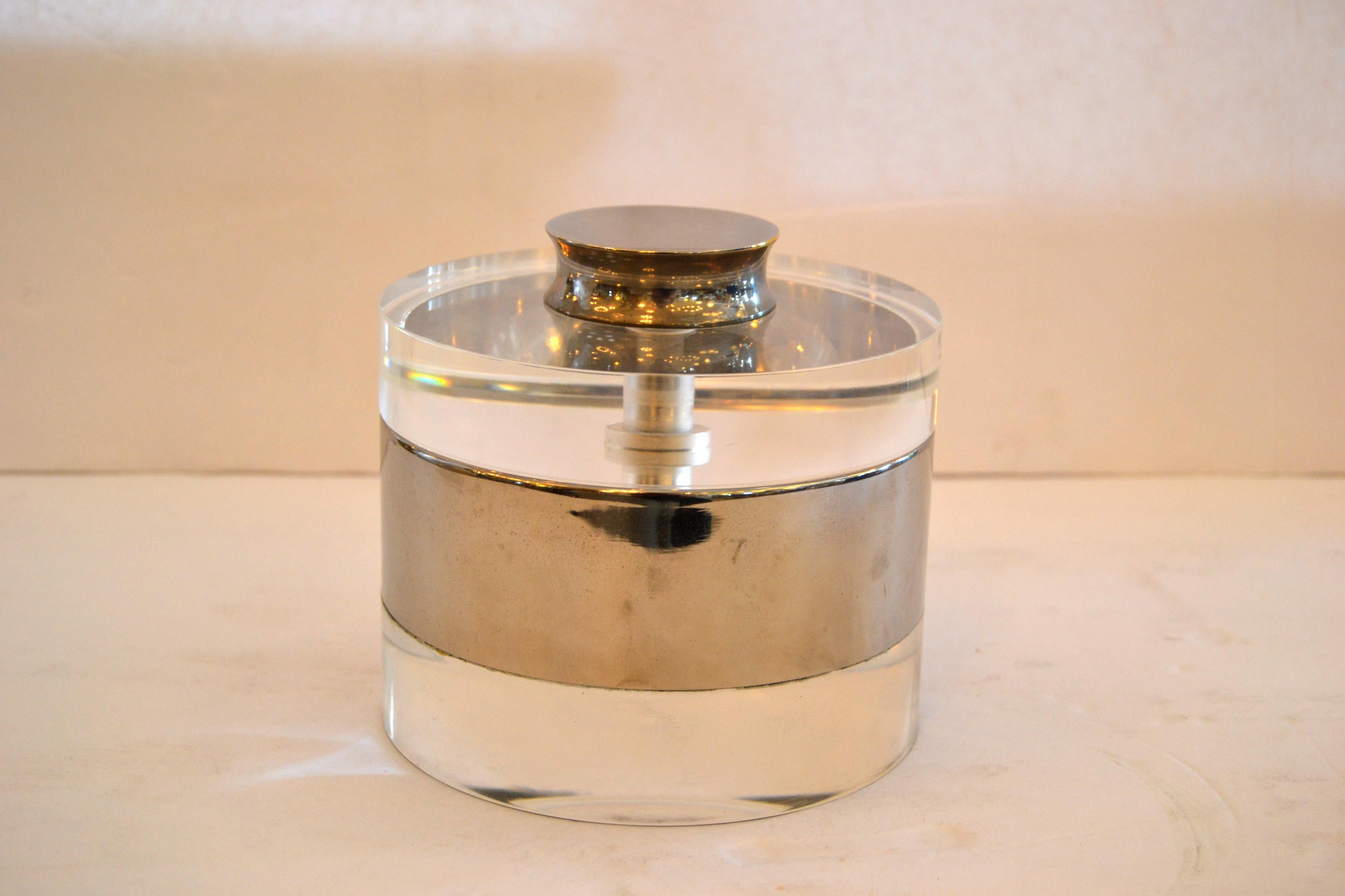 Mid-Century Modern Lucite and Chrome Ice Bucket or Candy Dish 3