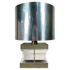 Lampe de bureau mi-siècle moderne en lucite et chrome, style Karl Springer