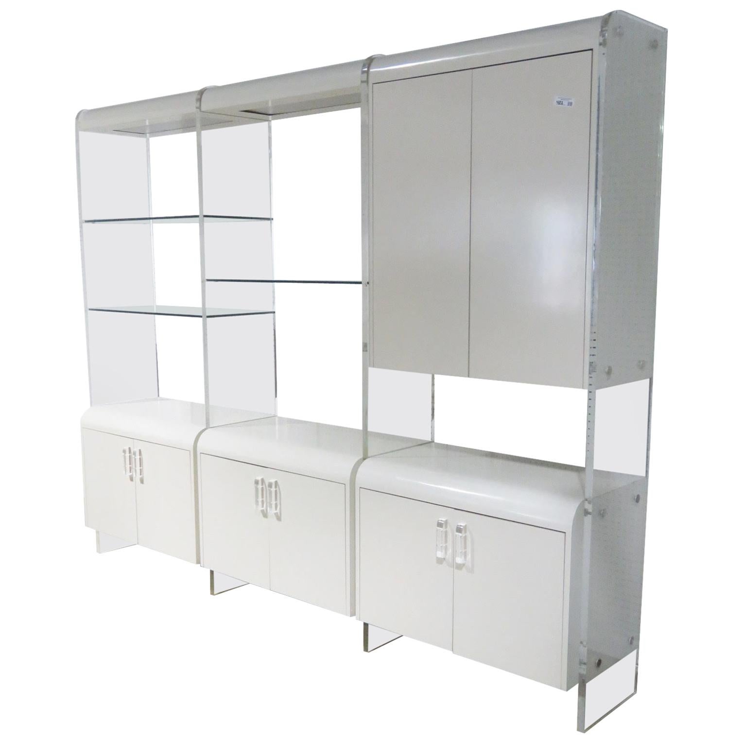 Mid-Century Modern Lucite and Formica Wall Unit, circa 1980s For Sale
