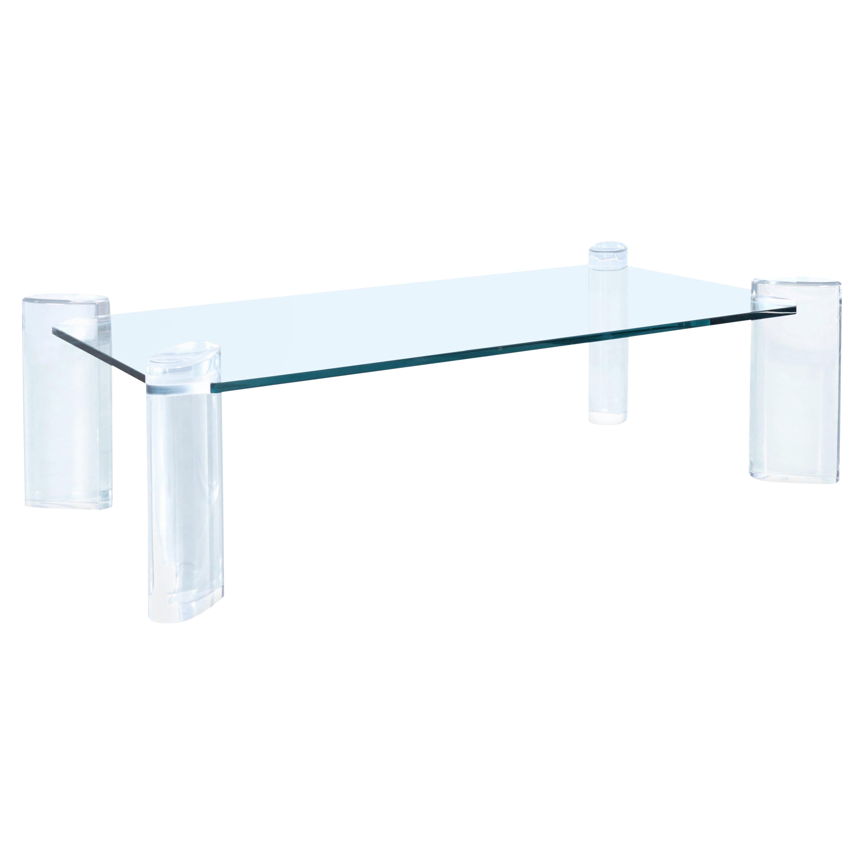 Mid-Century Modern Lucite and Glass Coffee Table by Karl Springer For Sale