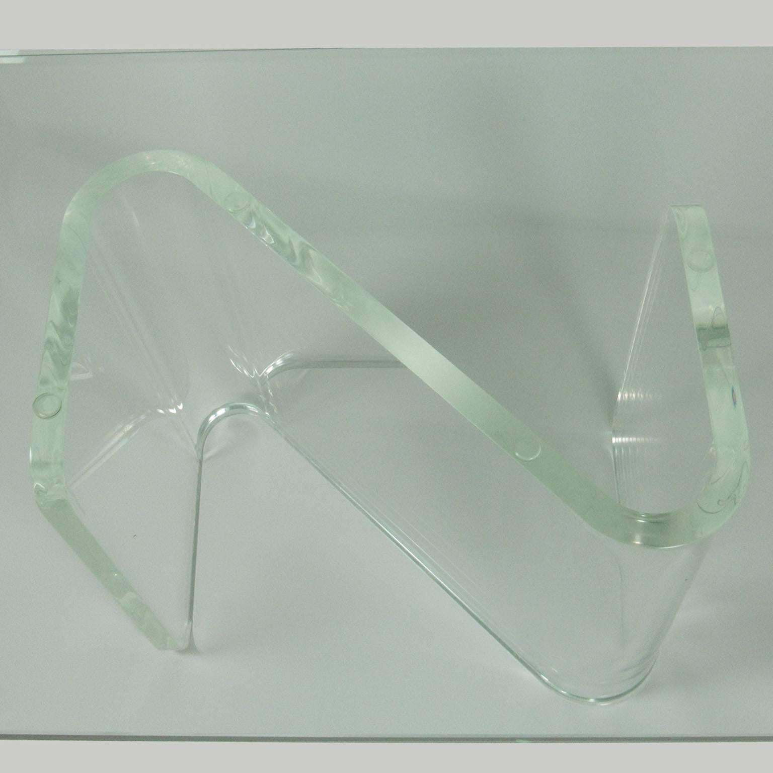 lucite and glass coffee table