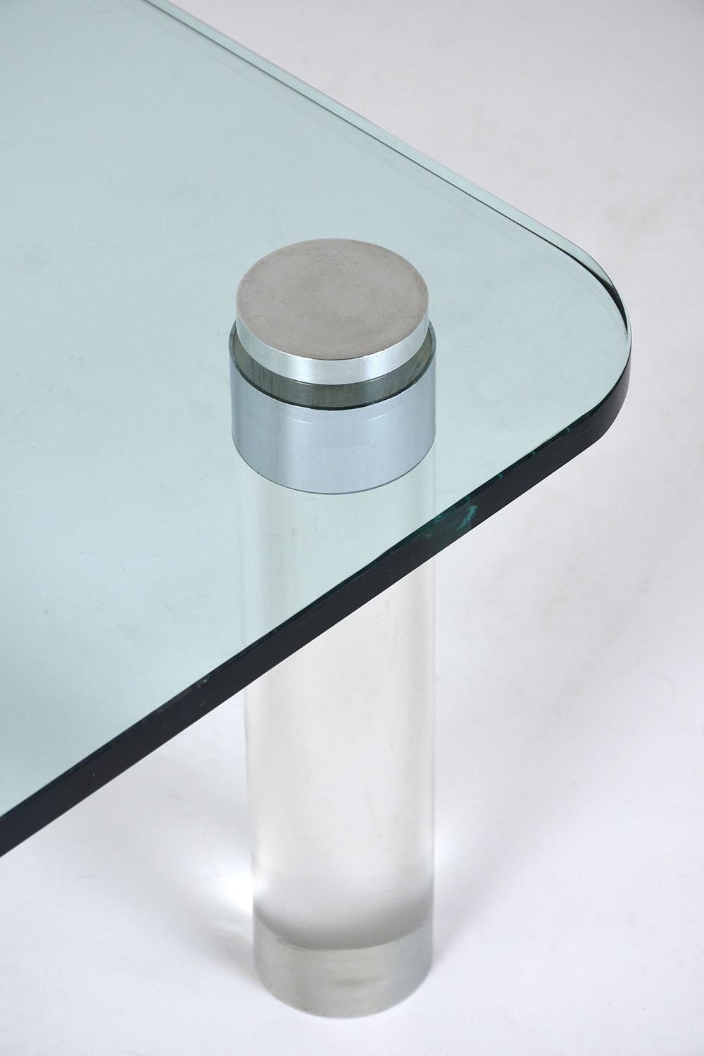 Beveled Vintage Restored 1960s Mid-Century Modern Lucite & Glass Cocktail Table For Sale