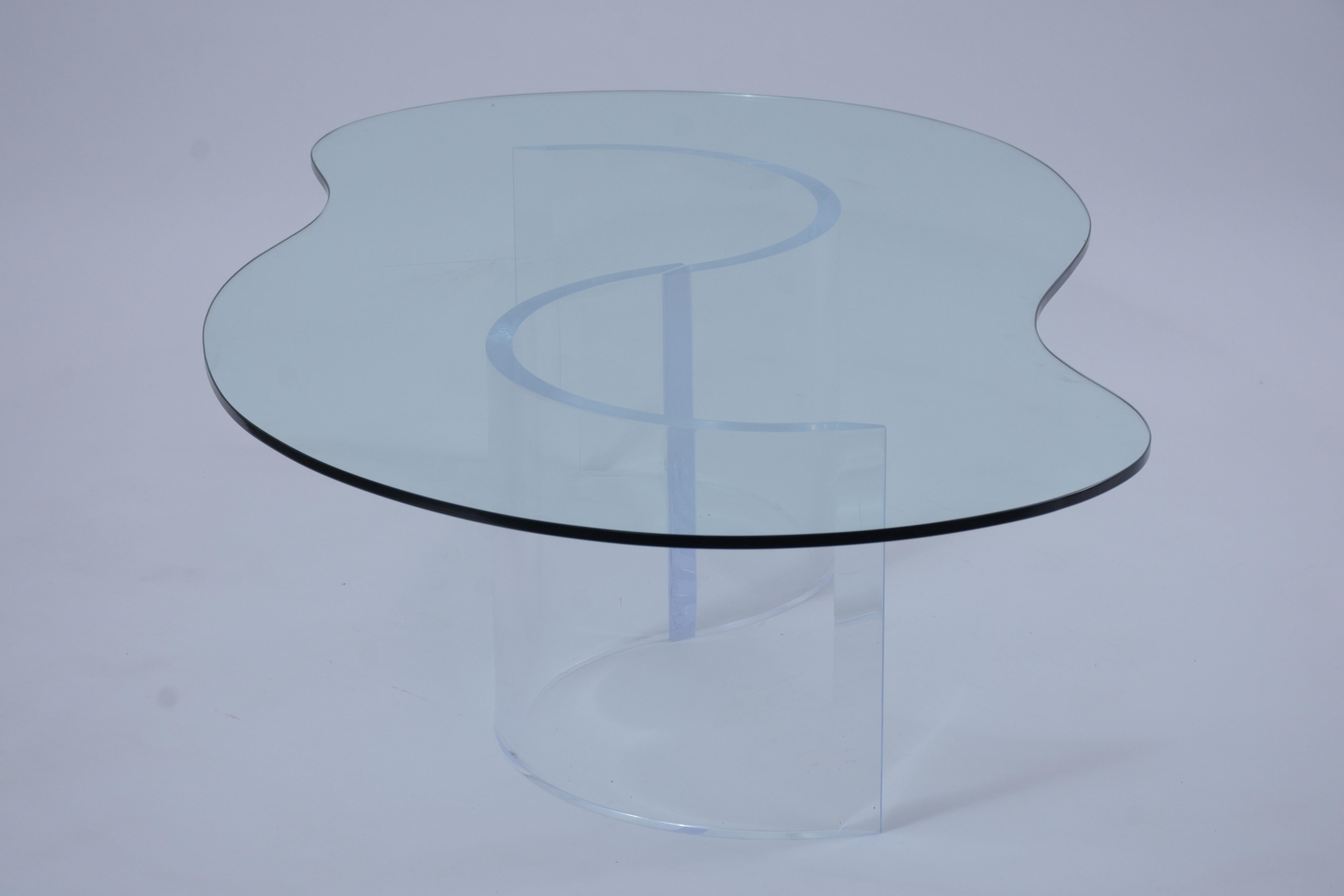 Mid-20th Century Mid-Century Modern Lucite Base & Glass Coffee Table