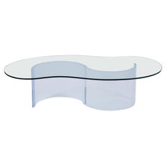 Mid-Century Modern Lucite Base & Glass Coffee Table
