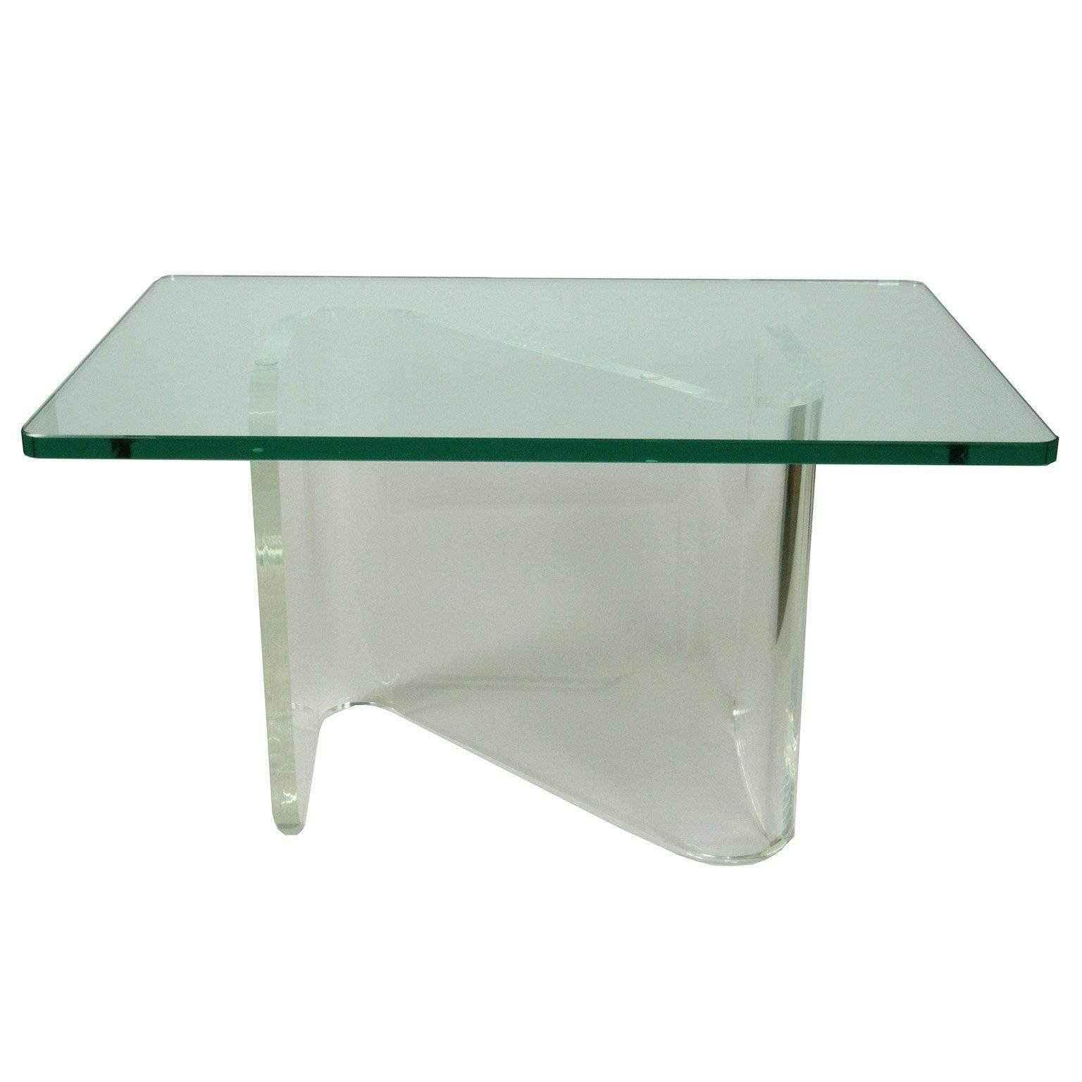 Mid-Century Modern Lucite and Glass Coffee Table For Sale