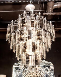 Mid-Century Modern Lucite and Mirrored Prism Chandelier, Italy, circa 1970s