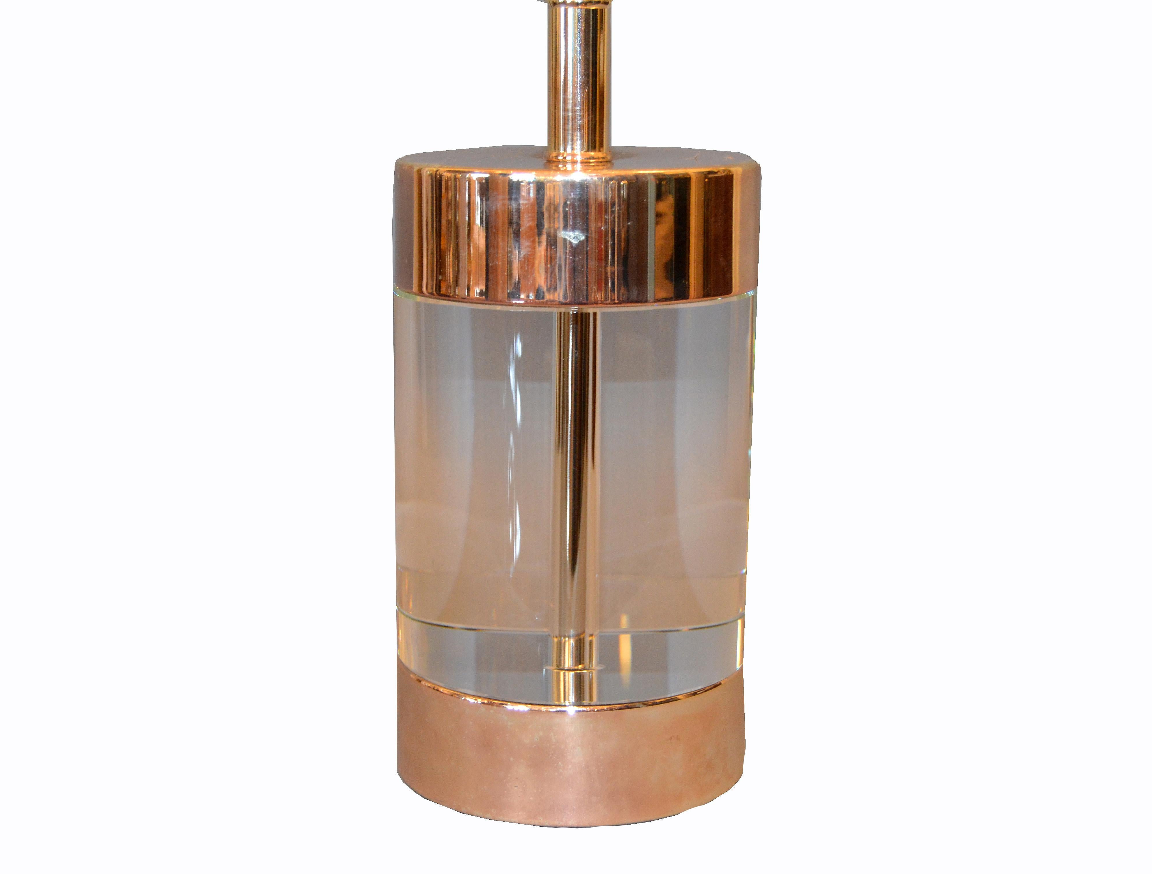 American Mid-Century Modern Lucite and Nickel Table Lamp For Sale