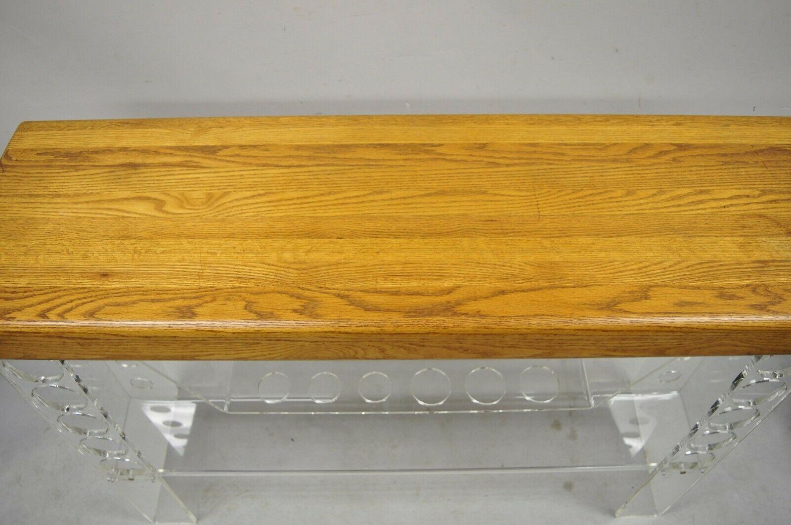 Mid-Century Modern Mid Century Modern Lucite and Oak Wood Butcher Block Top Wine Bar Table For Sale