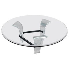 Mid Century Modern Lucite Base 40" Glass Top Round Coffee Table MINT!