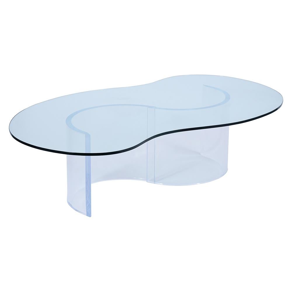 American Mid-Century Modern Lucite Base & Glass Coffee Table